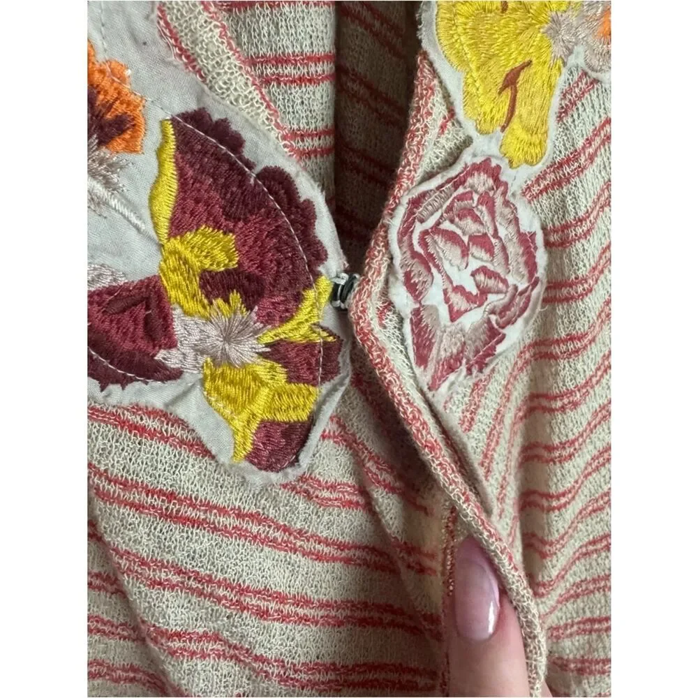 FREE PEOPLE | Frida Floral Striped Wrap Style V-Neck Tank Women’s Size Small